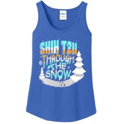 Winter ShihTzu Lover Shih Tzu Through The Snow Christmas Funny Gift Ladies Essential Tank