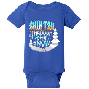 Winter ShihTzu Lover Shih Tzu Through The Snow Christmas Funny Gift Baby Bodysuit