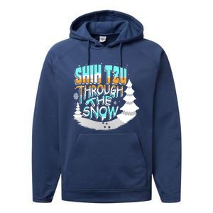 Winter ShihTzu Lover Shih Tzu Through The Snow Christmas Funny Gift Performance Fleece Hoodie