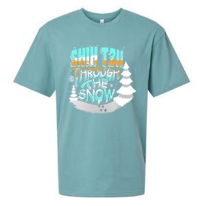 Winter ShihTzu Lover Shih Tzu Through The Snow Christmas Funny Gift Sueded Cloud Jersey T-Shirt