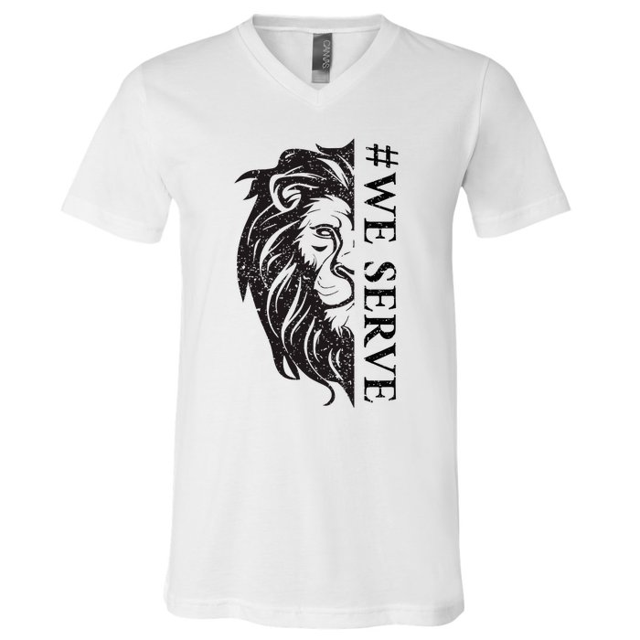 We Serve Lions Vintage Lions Club International V-Neck T-Shirt