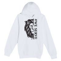 We Serve Lions Vintage Lions Club International Premium Pullover Hoodie