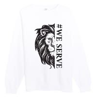 We Serve Lions Vintage Lions Club International Premium Crewneck Sweatshirt