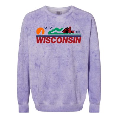 Wisconsin State License Plate Colorblast Crewneck Sweatshirt