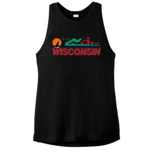 Wisconsin State License Plate Ladies PosiCharge Tri-Blend Wicking Tank