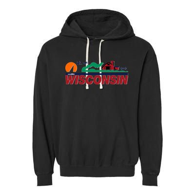 Wisconsin State License Plate Garment-Dyed Fleece Hoodie