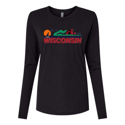 Wisconsin State License Plate Womens Cotton Relaxed Long Sleeve T-Shirt