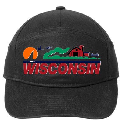 Wisconsin State License Plate 7-Panel Snapback Hat
