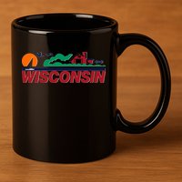 Wisconsin State License Plate 11oz C Handle Ceramic Mug