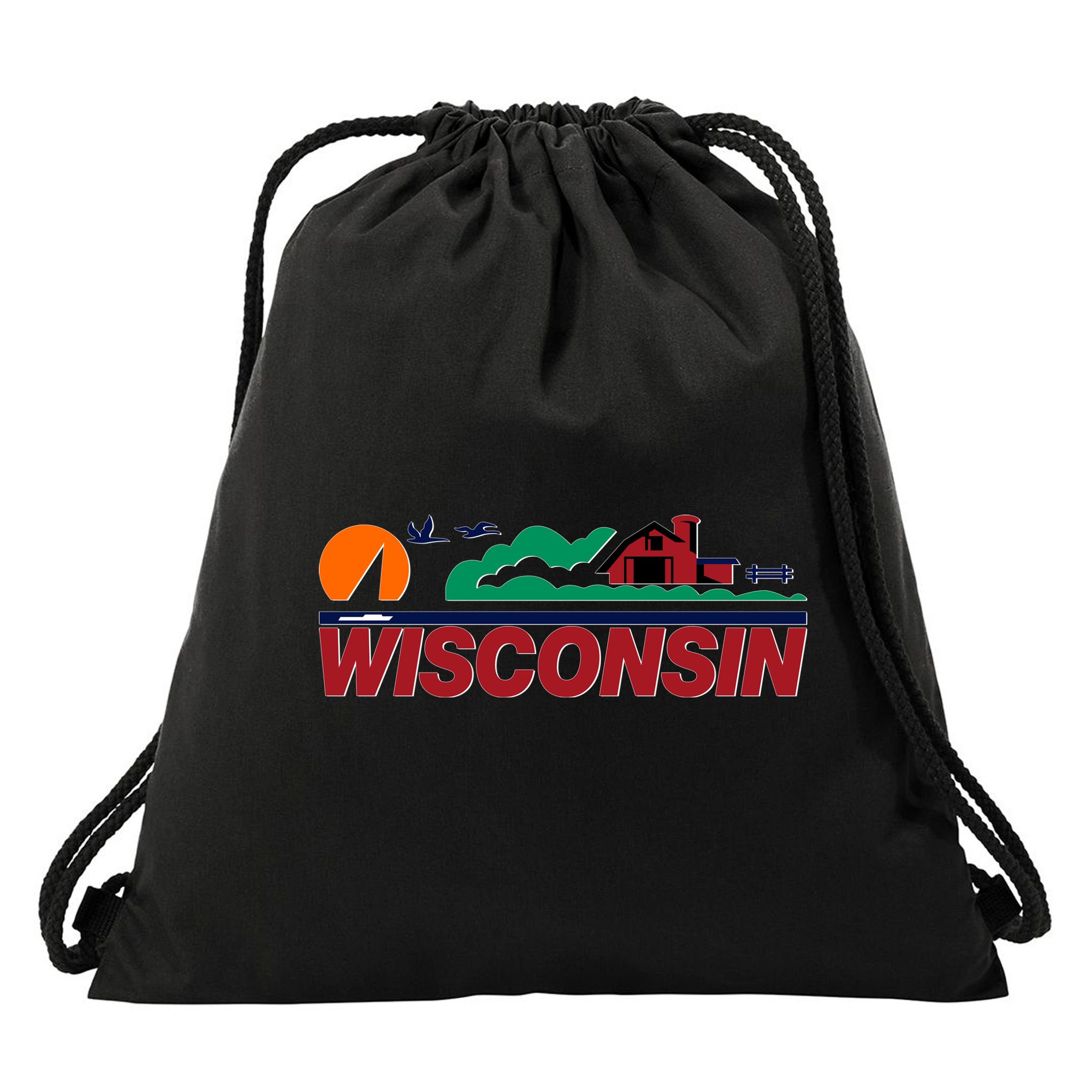 Wisconsin State License Plate Drawstring Bag