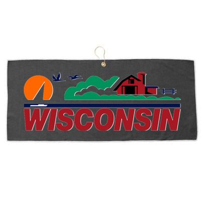 Wisconsin State License Plate Large Microfiber Waffle Golf Towel