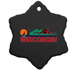 Wisconsin State License Plate Ceramic Star Ornament