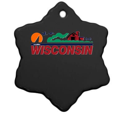 Wisconsin State License Plate Ceramic Star Ornament