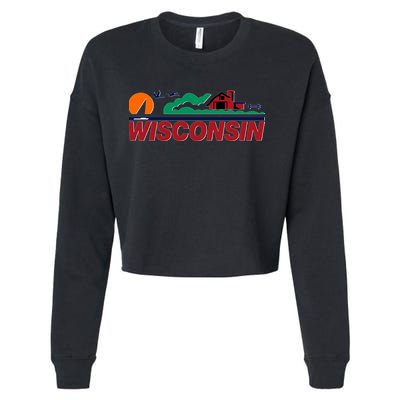 Wisconsin State License Plate Cropped Pullover Crew