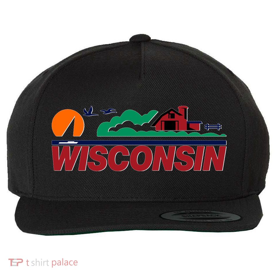 Wisconsin State License Plate Wool Snapback Cap