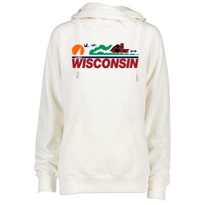 Wisconsin State License Plate Womens Funnel Neck Pullover Hood