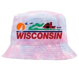 Wisconsin State License Plate Tie-Dyed Bucket Hat