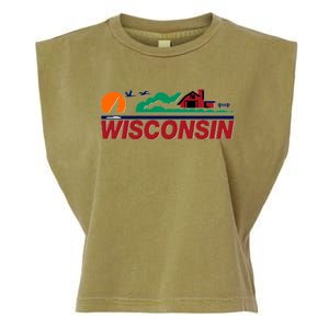 Wisconsin State License Plate Garment-Dyed Women's Muscle Tee