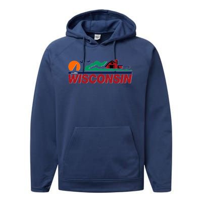 Wisconsin State License Plate Performance Fleece Hoodie