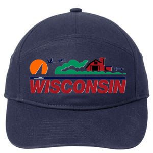 Wisconsin State License Plate 7-Panel Snapback Hat