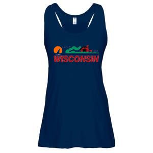 Wisconsin State License Plate Ladies Essential Flowy Tank