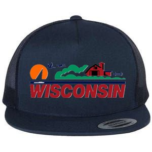 Wisconsin State License Plate Flat Bill Trucker Hat