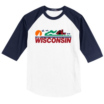 Wisconsin State License Plate Baseball Sleeve Shirt