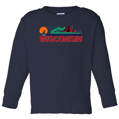 Wisconsin State License Plate Toddler Long Sleeve Shirt