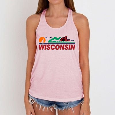 Wisconsin State License Plate Women's Knotted Racerback Tank