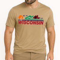 Wisconsin State License Plate Cooling Performance Crew T-Shirt