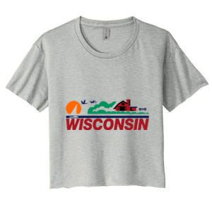 Wisconsin State License Plate Women's Crop Top Tee