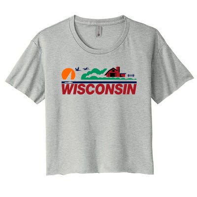 Wisconsin State License Plate Women's Crop Top Tee