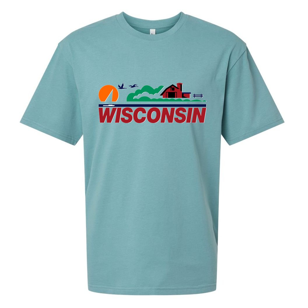 Wisconsin State License Plate Sueded Cloud Jersey T-Shirt
