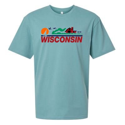 Wisconsin State License Plate Sueded Cloud Jersey T-Shirt