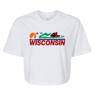 Wisconsin State License Plate Bella+Canvas Jersey Crop Tee