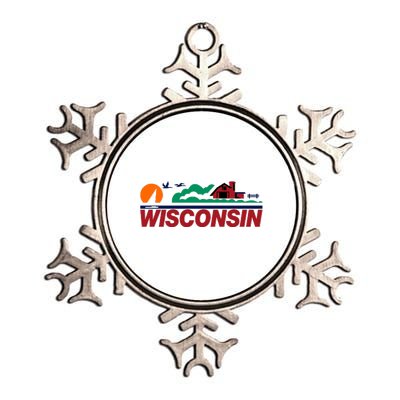 Wisconsin State License Plate Metallic Star Ornament