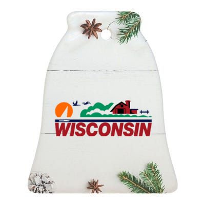 Wisconsin State License Plate Ceramic Bell Ornament