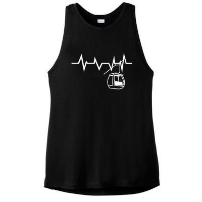 Womens Ski Lift Heartbeat Design Skier Gift For Skier Ladies PosiCharge Tri-Blend Wicking Tank