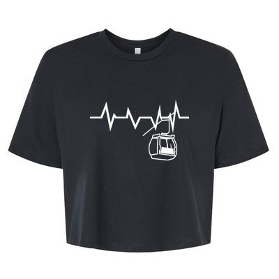 Womens Ski Lift Heartbeat Design Skier Gift For Skier Bella+Canvas Jersey Crop Tee