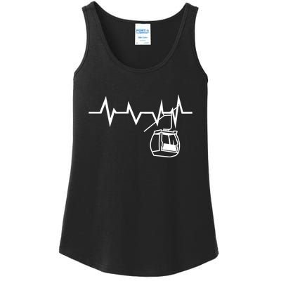 Womens Ski Lift Heartbeat Design Skier Gift For Skier Ladies Essential Tank