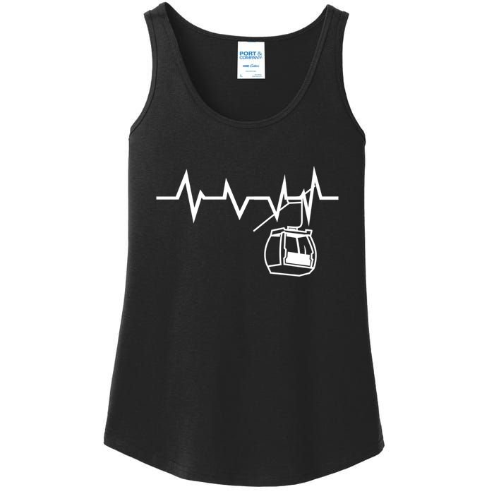 Womens Ski Lift Heartbeat Design Skier Gift For Skier Ladies Essential Tank