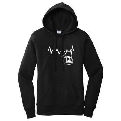 Womens Ski Lift Heartbeat Design Skier Gift For Skier Women's Pullover Hoodie