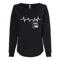 Womens Ski Lift Heartbeat Design Skier Gift For Skier Womens California Wash Sweatshirt