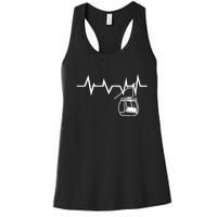 Womens Ski Lift Heartbeat Design Skier Gift For Skier Women's Racerback Tank