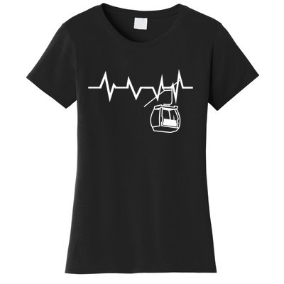 Womens Ski Lift Heartbeat Design Skier Gift For Skier Women's T-Shirt