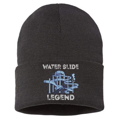 Water Slide Legend Aqua Park Swimming Water Slide Lover Sustainable Knit Beanie