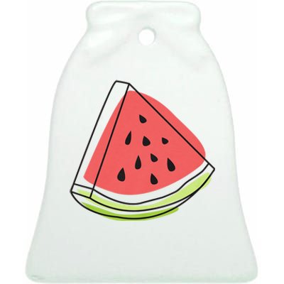 Watermelon Summer Melon Watermelon Without Sunglasses Ceramic Bell Ornament