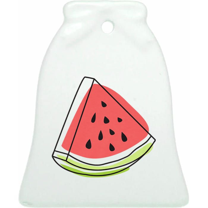 Watermelon Summer Melon Watermelon Without Sunglasses Ceramic Bell Ornament