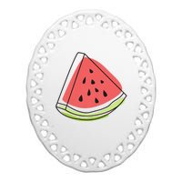 Watermelon Summer Melon Watermelon Without Sunglasses Ceramic Oval Ornament