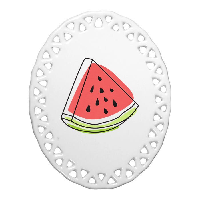 Watermelon Summer Melon Watermelon Without Sunglasses Ceramic Oval Ornament